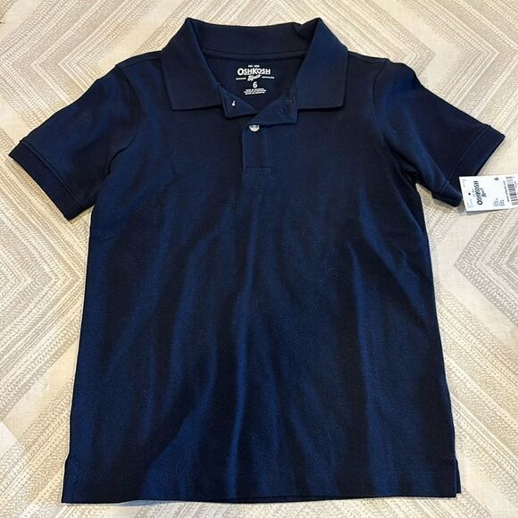 OshKosh B’gosh Navy Blue Boys Collared Short Sleeve Shirt - Picture 1 of 5